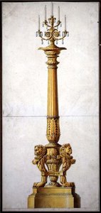 Diseño para un candelabro neoclásico, c.1820 de Charles (attr. to) Percier