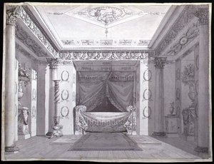 Diseño para un dormitorio imperial, c.1810 de Charles (attr. to) Percier