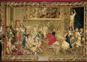 Luis XIV visita la fábrica de los Gobelinos de Charles (studio of ) Le Brun