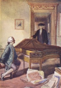 Mozart y el extraño misterioso (litografía en color)