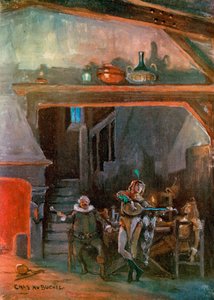 Noche de Reyes: La cocina de la casa de Olivia, por el Sr. Joseph Harker (litografía en color) de Charles A. Buchel