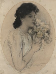 niña con flores