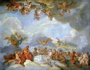 La introducción de Ganímedes en el Olimpo - boceto al óleo de Charles Amedee Philippe van Loo