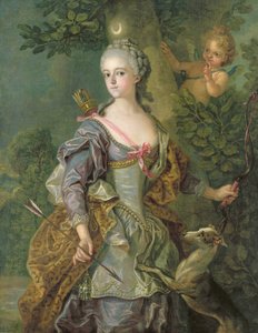 Luise Henriette Wilhelmine von Anhalt-Dessau (1750-1811) como Diana, 1765 de Charles Amedee Philippe van Loo