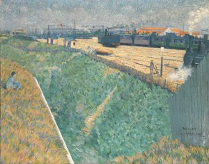 El ferrocarril occidental en su salida de París, 1886