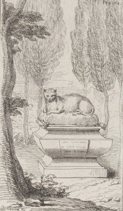 Gato sobre una tumba de Charles Antoine Coypel
