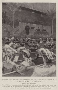 El General Ben Viljoen dando su conferencia sobre la Guerra de los Bóers, en el Queen