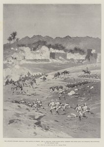 El avance hacia Dongola, la batalla de Ferket, la 1ª Brigada, bajo el mando del Mayor Lewis, despejando la orilla del río y asaltando las obras exteriores del campamento de Jahalin de Charles Auguste Loye