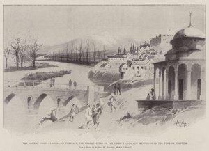 La crisis oriental, Larissa, en Tesalia, el cuartel general de las tropas griegas en la frontera turca de Charles Auguste Loye