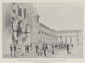 El emperador alemán visitando las ruinas y la reconstrucción de la Gran Mezquita en Damasco