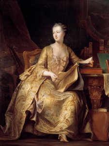 Retrato de Jeanne Antoinette Poisson, Madame de Pompadour (conocida como Marquesa de Pompadour) (1722-1764) sosteniendo una partitura de música de Charles Auguste Steuben