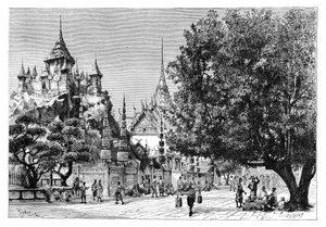 Una calle en Bangkok, Tailandia, 1895 de Charles Barbant