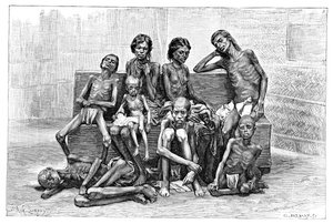 Víctimas de la hambruna, India, 1895