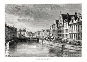 El muelle del maíz, Gante, Flandes, Bélgica, 1879 de Charles Barbant
