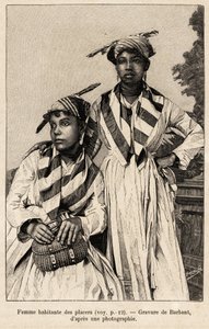 Mujeres viviendo en placeres, depósitos minerales. Grabado por Barbant para ilustrar la historia “chez nos indiens, cuatro años de viaje en la Guayana francesa” de Charles Barbant