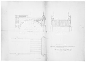 Diseño y elevación para el Puente de Westminster de Charles Barry