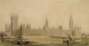 Vista en perspectiva de las nuevas Casas del Parlamento, c.1840s