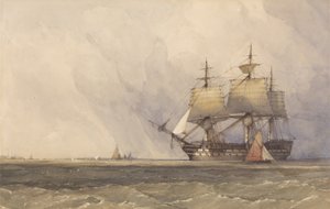 Escena costera con barcos de Charles Bentley