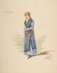 Diseño de vestuario para Andrey [a], hoja descriptiva de accesorios [b], 1889 de Charles Bianchini