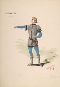 Diseño de vestuario para Orlando, 1889