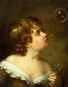 Soplando burbujas (óleo sobre lienzo)