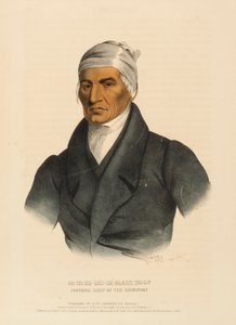 CA-TA-HE-CAS-SA-PEZUÑA-NEGRA. JEFE PRINCIPAL DE LOS SHAWANOES, de la Historia de las Tribus Indias de Norteamérica. de Charles Bird King