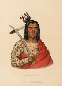 MON-KA-USH-KA. UN JEFE SIOUX, de Historia de las Tribus Indias de Norteamérica de Charles Bird King