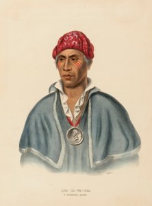 QUA-TA-WA-PLA. UN JEFE SHAWANOE de la Historia de las Tribus Indias de Norteamérica de Charles Bird King