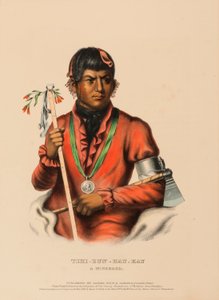 TSHI-ZUN-HAU-KAU. A WINNEBAGO., de Historia de las Tribus Indias de Norteamérica de Charles Bird King