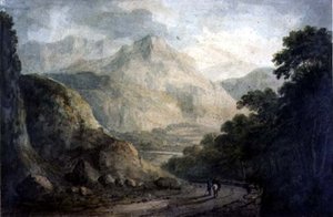 Paisaje: Un arroyo rocoso con orillas boscosas, siglo XIX de Charles Branwhite