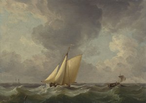 Un cúter en una fuerte brisa de Charles Brooking