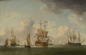 Barcos ingleses a vela con brisa muy ligera de Charles Brooking