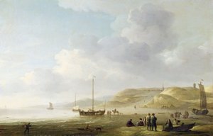La Costa Cerca de Scheveningen con Barcos de Pesca en la Orilla de Charles Brooking
