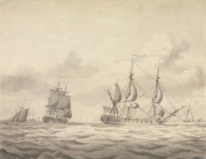 Dos fragatas ante el viento de Charles Brooking