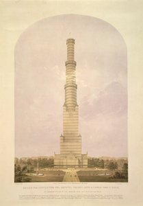Diseño para Convertir el Palacio de Cristal en una Torre de 1000 pies de Altura, pub. por Ackermann y Co., 1852 de Charles Burton