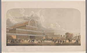 Gezicht en el Palacio de Cristal Transepto (vista exterior) del palacio industrial, de Prince of Wales Gate (título sobre el objeto) de Charles Burton