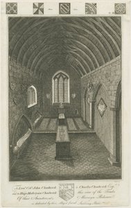 Mavesyn Ridware - Capilla Mortuoria de los Mavesyns: grabado, nd [finales del siglo XVIII] de Charles Chadwick