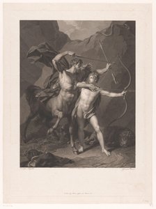 Quirón instruye a Aquiles en el tiro con arco de Charles Clément Bervic
