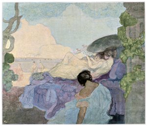Mujeres relajándose junto al mar, 1898 de Charles Edward Conder