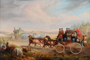 Hull-London Royal Mail Meeting a Travelling Chariot on the Road, c.1835 (óleo sobre lienzo) de Charles Cooper Henderson