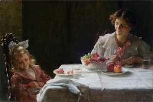 Desayuno para tres 1909 (Óleo sobre lienzo) de Charles Courtney Curran