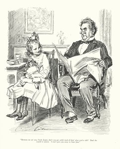"Entre tú y yo, tío Jasper, ¿no te cansas de hacer lo que te dicen No tengas miedo de contestar. No te entregaré a la tía Jane". de Charles Dana Gibson