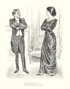 Él: Hemos tenido una terrible pelea. "Y yo salí ganando". "No. Yo lo hice. Aceptaste mis disculpas" (lito) de Charles Dana Gibson
