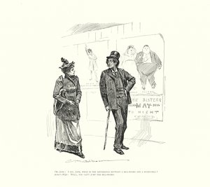 El actor: Yo digo, Jane, ¿cuál es la diferencia entre un bill-board y un board-bill Esposa del Actor: Bueno, no se puede saltar el bill-board (litografía) de Charles Dana Gibson