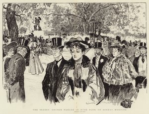 La temporada, desfile en la iglesia en Hyde Park el domingo por la mañana de Charles Dana Gibson
