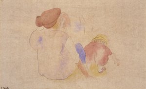 (Mujer con niño en traje rojo) de Charles Demuth