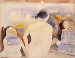 Sin título, Mujer con cabello negro y dos niños de Charles Demuth