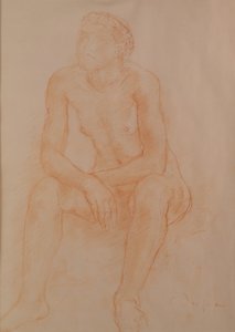 Desnudo sentado (tiza roja sobre papel) de Charles Despiau