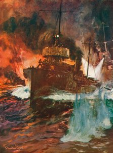 Un ataque nocturno. Torpederos en acción, c1918 1919 de Charles Dixon