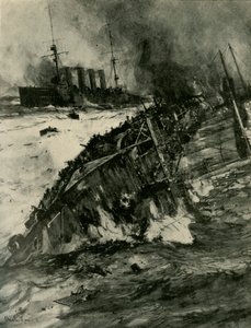 El hundimiento del HMS Aboukir, Primera Guerra Mundial, 22 de septiembre de 1914, c1920 de Charles Dixon